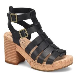 Kork-Ease Camille black leather chunky heels size 9